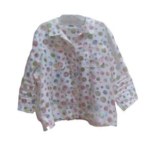 Erin By Erin London Shirt Womens Size 1X Sheer White Polka Dot Shimmer Mesh
